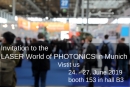 Invitation to the LASER World of PHOTONICS in Munich